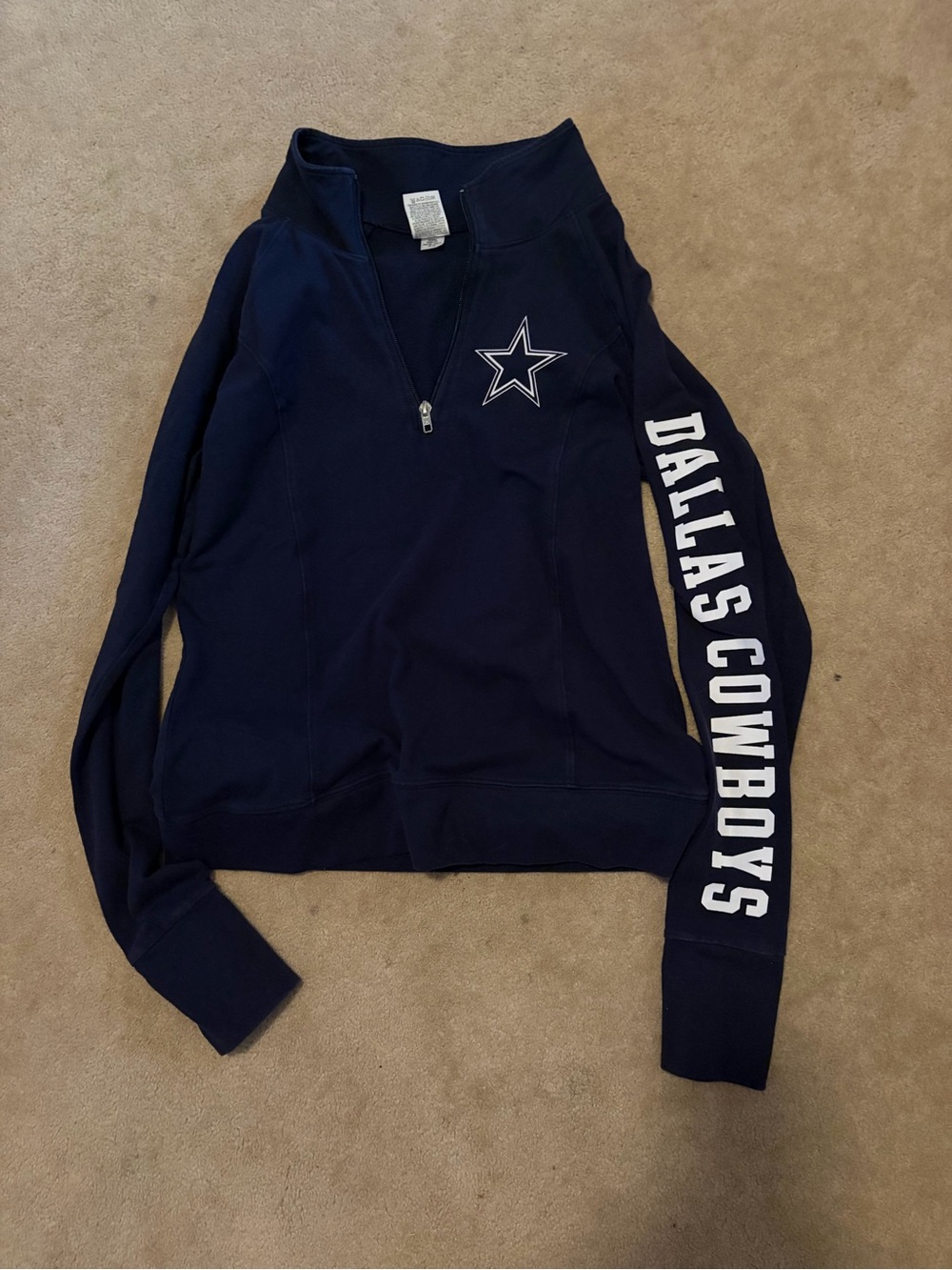 NFL Navy Dallas Cowboys Half-Zip Crewneck Sweater with White Logo